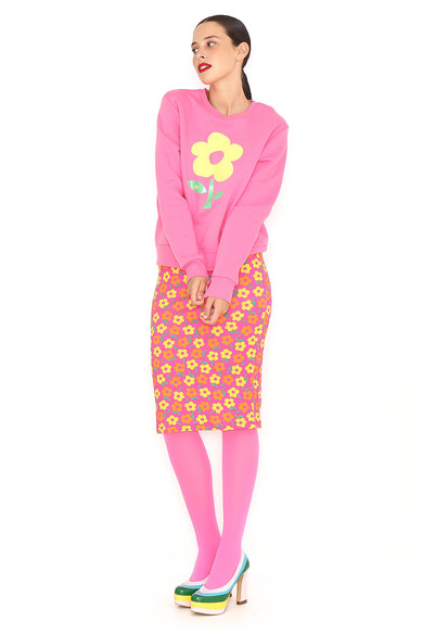 Agatha Ruiz De La Prada SUDADERA ROSA FLOR AMARILLA