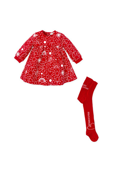 Agatha Ruiz De La Prada VESTIDO ROJO ICONOS BLANCOS