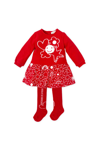 Agatha ruiz de la prada VESTIDO ROJO ICONOS BLANCOS