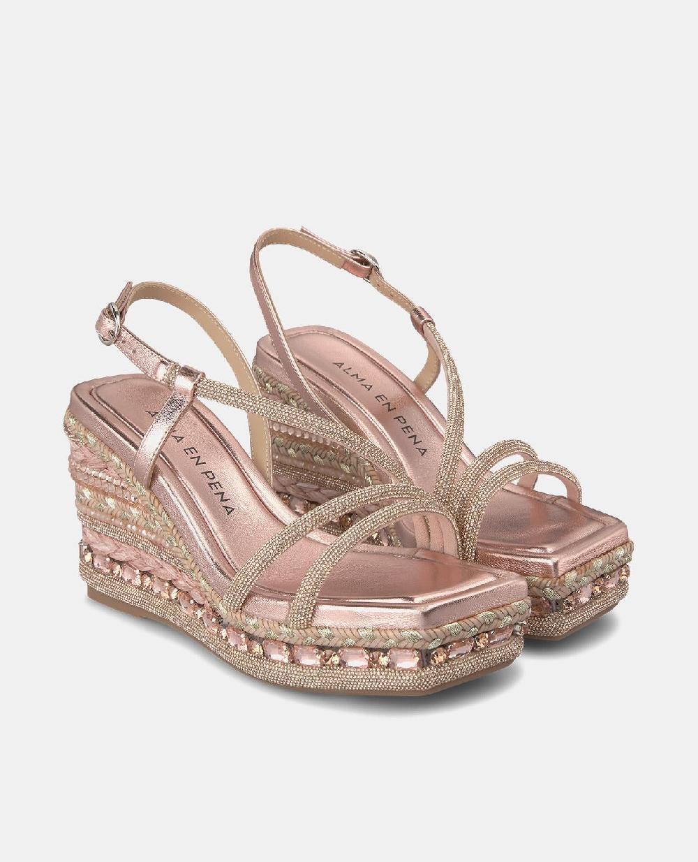 Alma En Pena SANDALIA CUÑA TIRAS PEDRERÍA