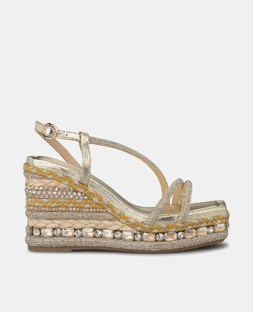 Alma en pena SANDALIA CUÑA TIRAS PEDRERÍA