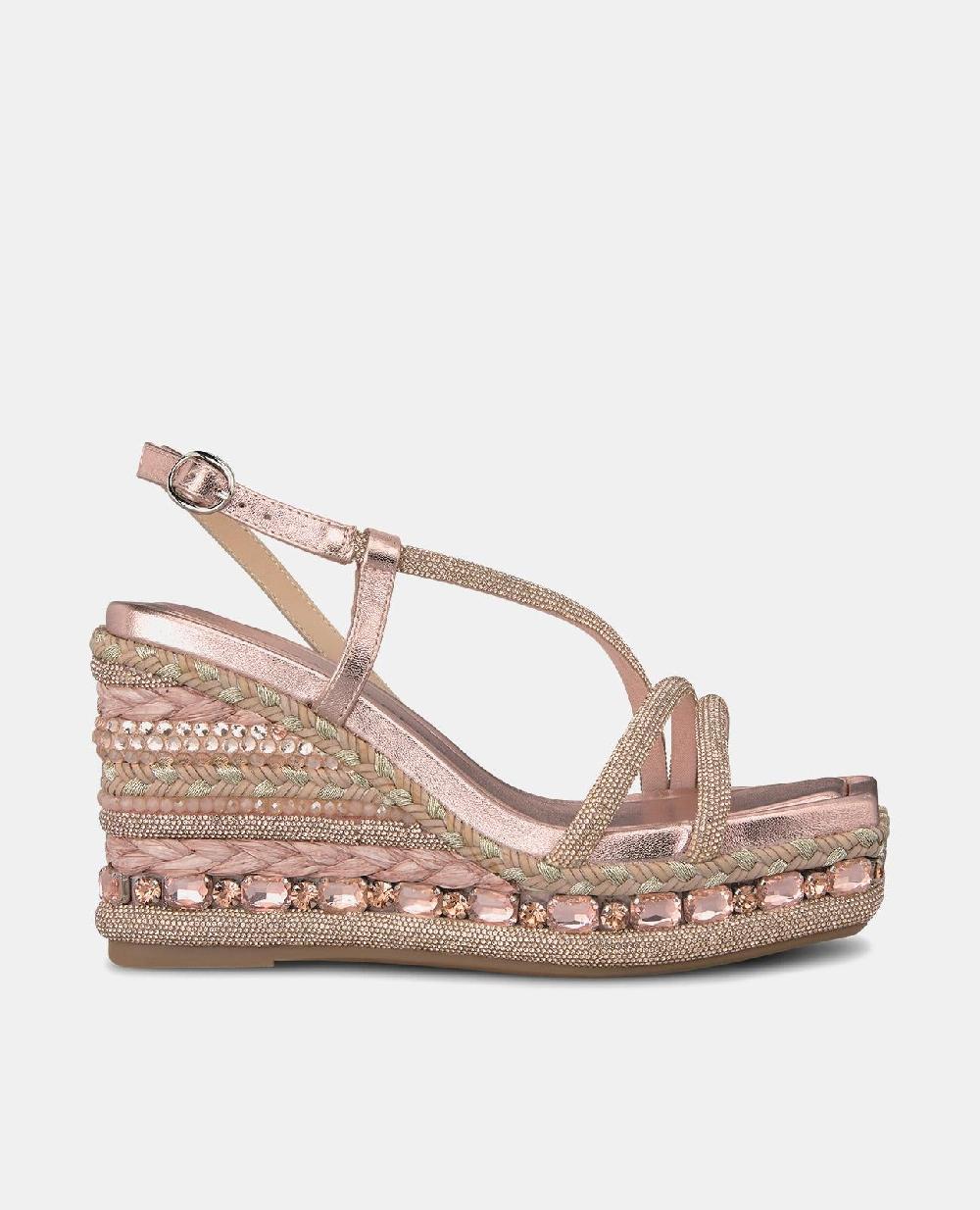 Alma en pena SANDALIA CUÑA TIRAS PEDRERÍA