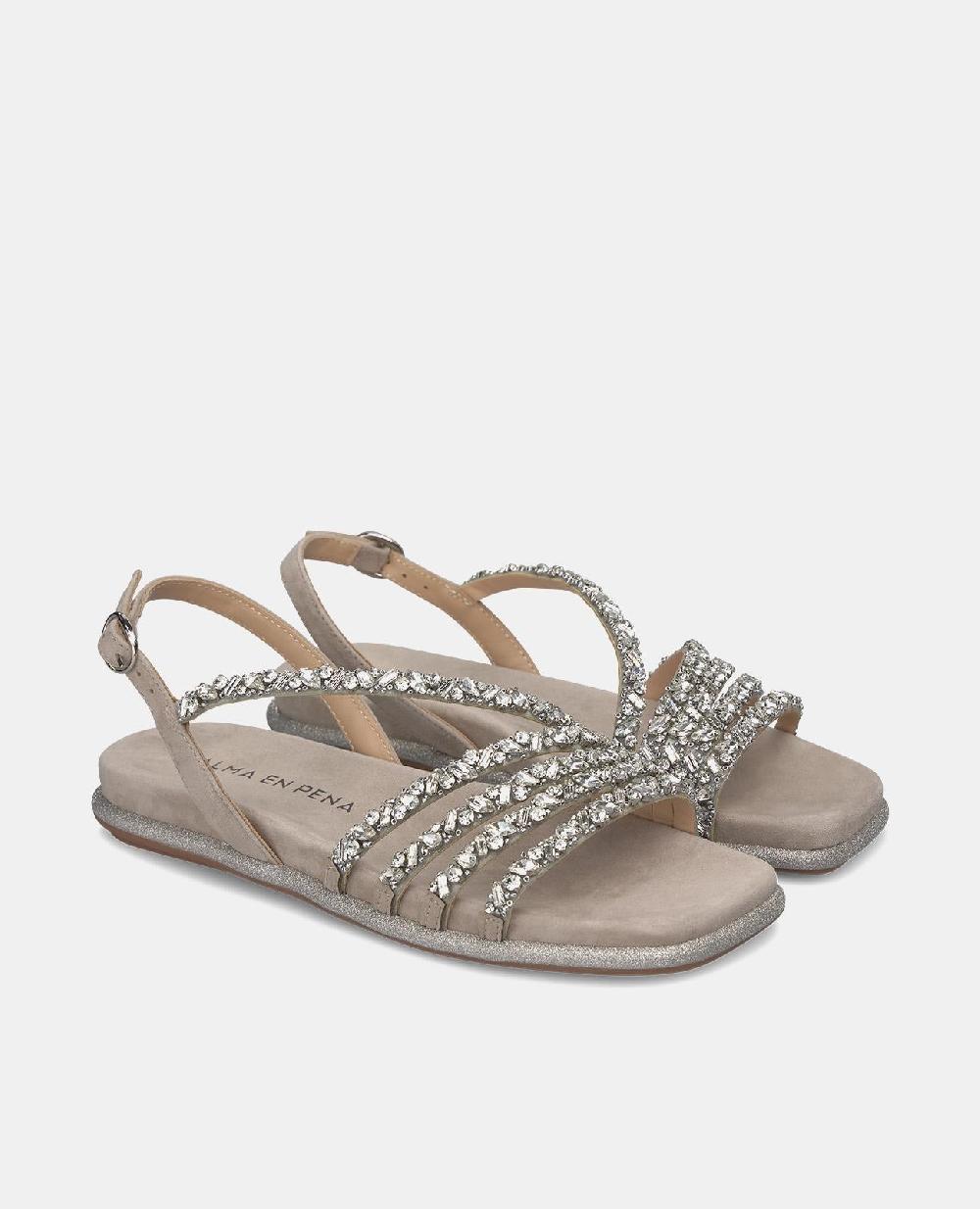Alma En Pena SANDALIA PLANA PEDRERÍA CRUZADA