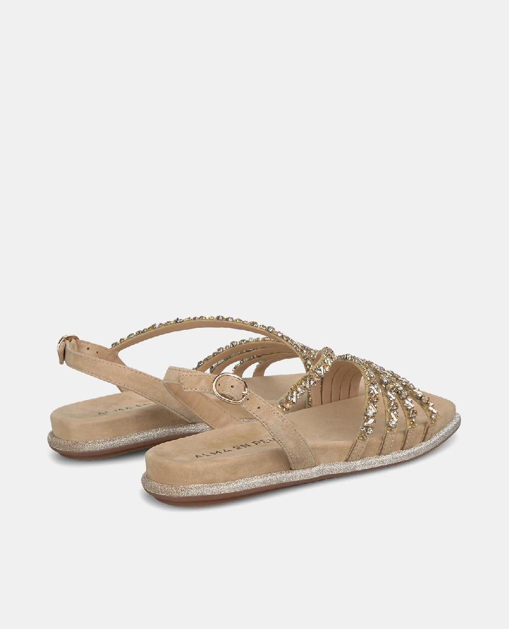 Alma En Pena SANDALIA PLANA PEDRERÍA CRUZADA