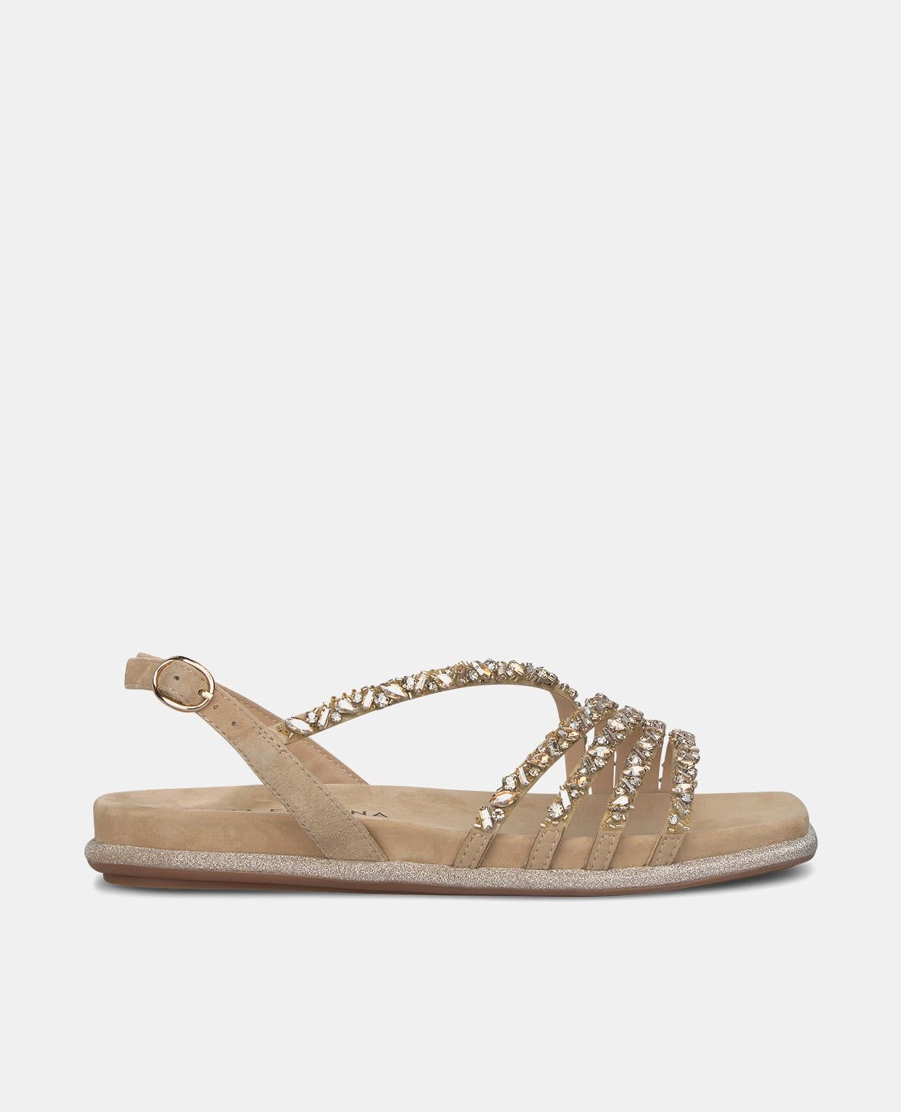 Alma en pena SANDALIA PLANA PEDRERÍA CRUZADA