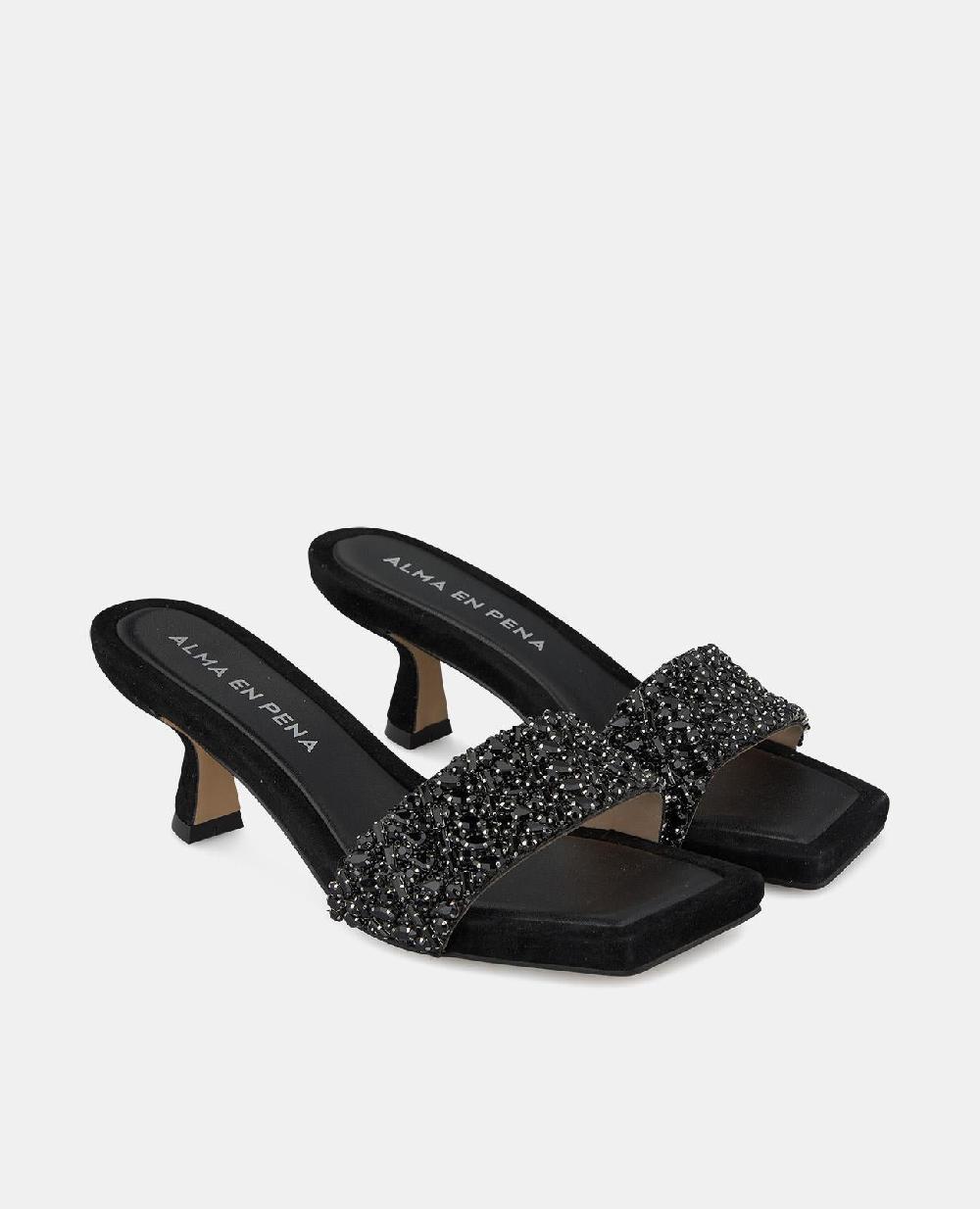 Alma En Pena SANDALIA TACÓN BANDA PEDRERÍA