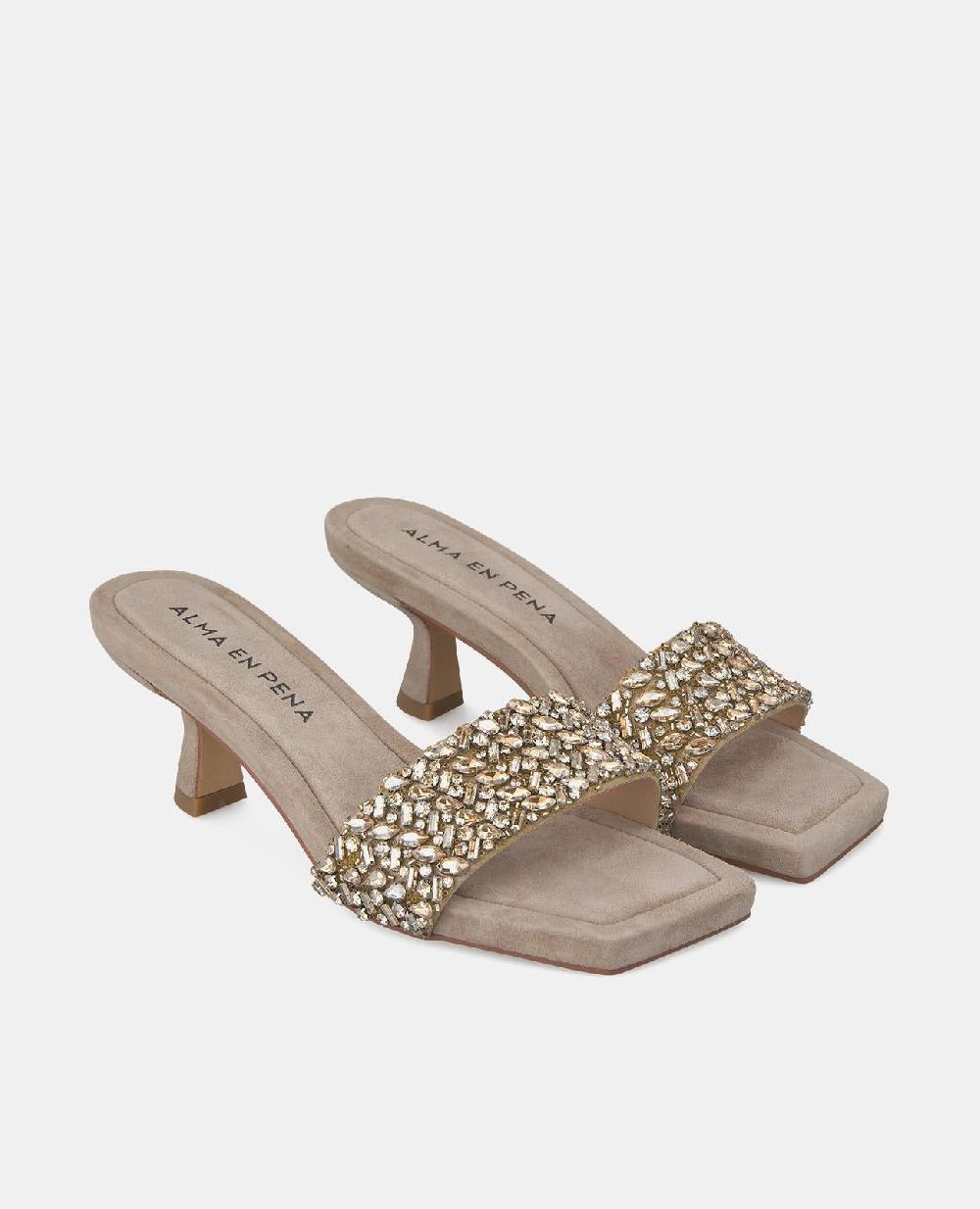 Alma En Pena SANDALIA TACÓN BANDA PEDRERÍA