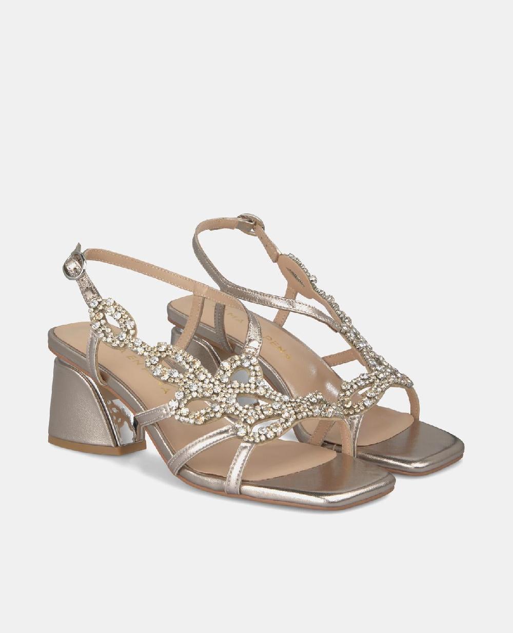 Alma En Pena SANDALIA TACÓN CUADRADO PEDRERÍA