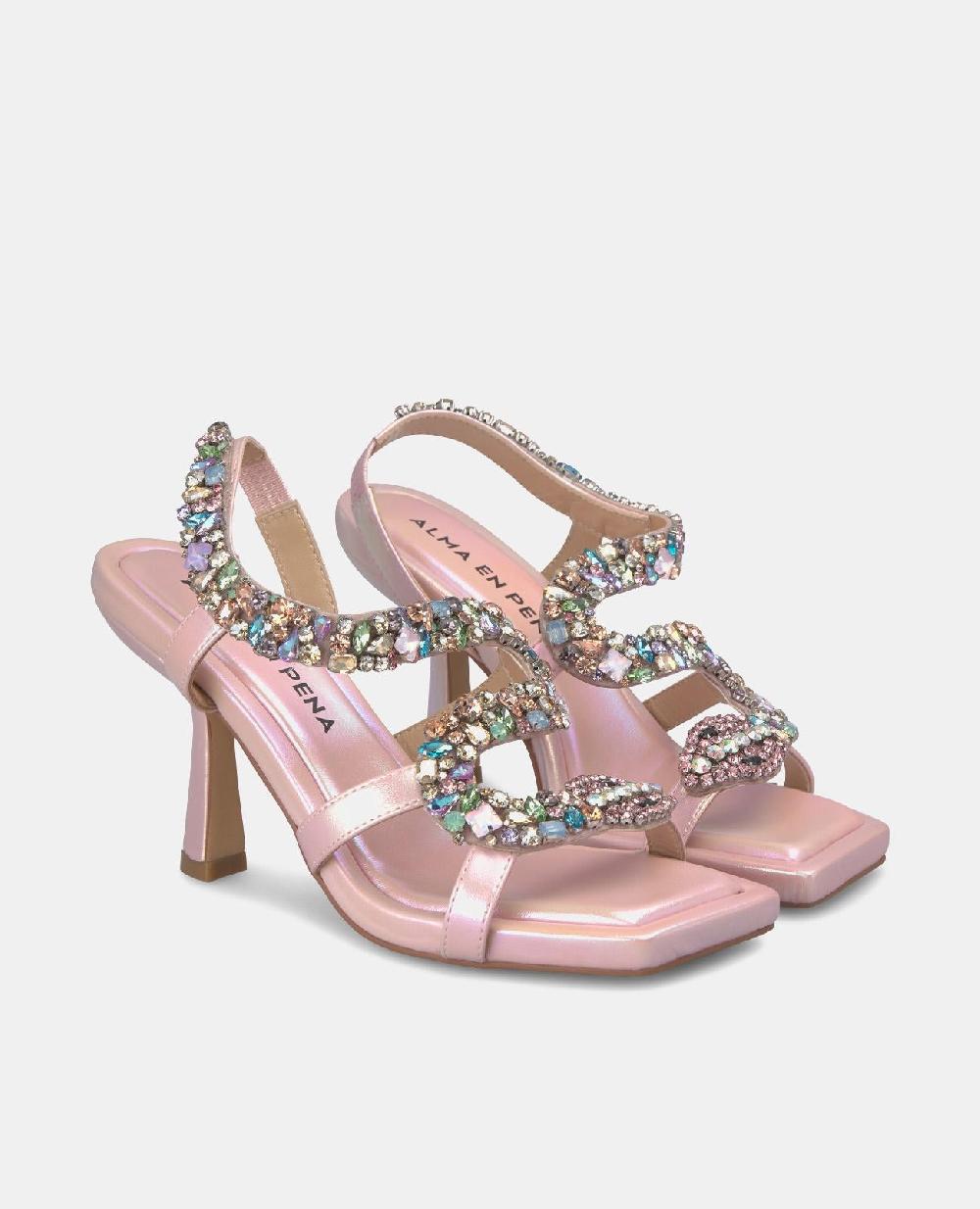 Alma En Pena SANDALIA TACÓN SERPIENTE BRILLOS