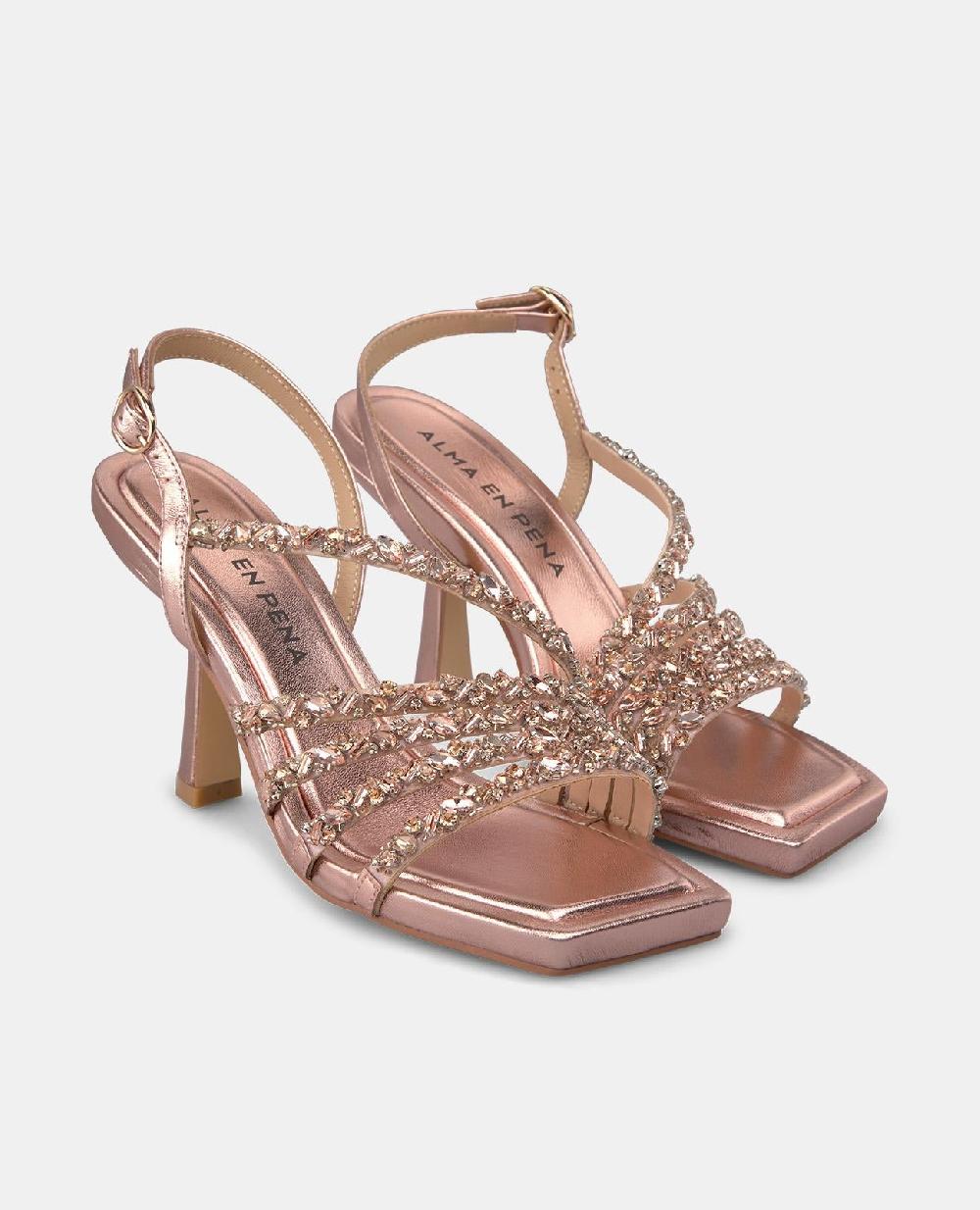 Alma En Pena SANDALIA TACÓN TIRAS PEDRERÍA
