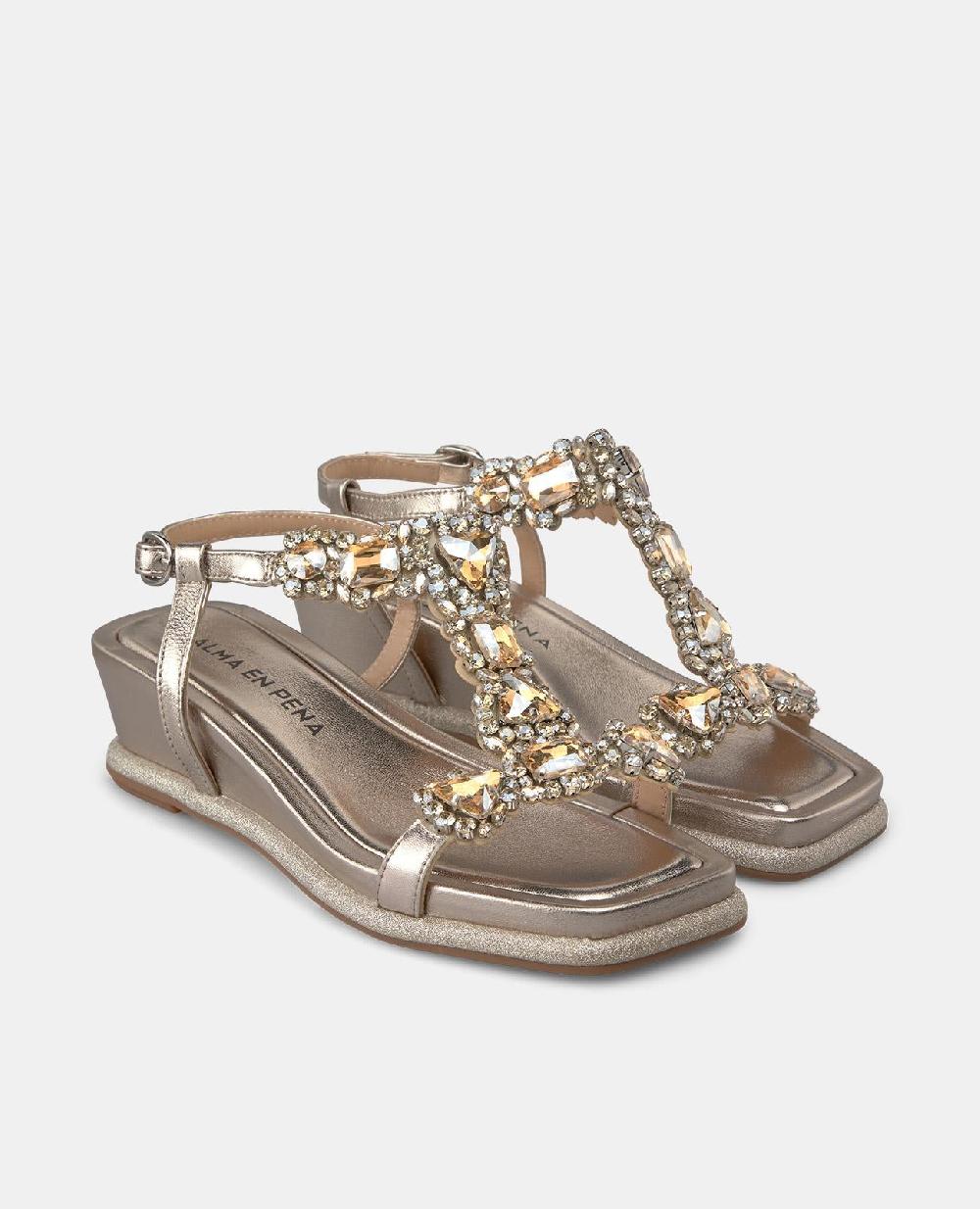 Alma En Pena SANDALIA TIPO CUÑA PEDRERÍA