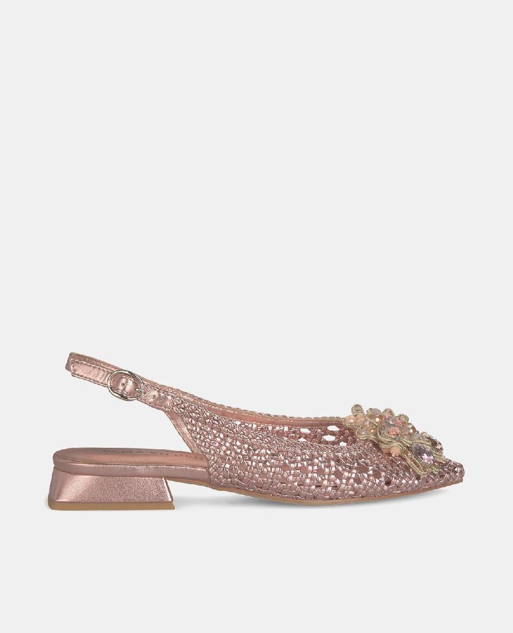 Alma en pena ZAPATO PLANO RAFIA PEDRERÍA