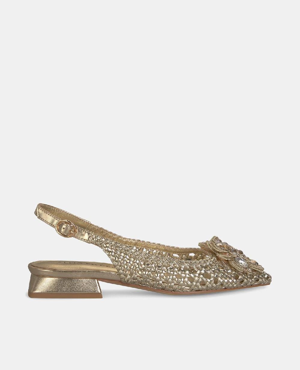 Alma en pena ZAPATO PLANO RAFIA PEDRERÍA