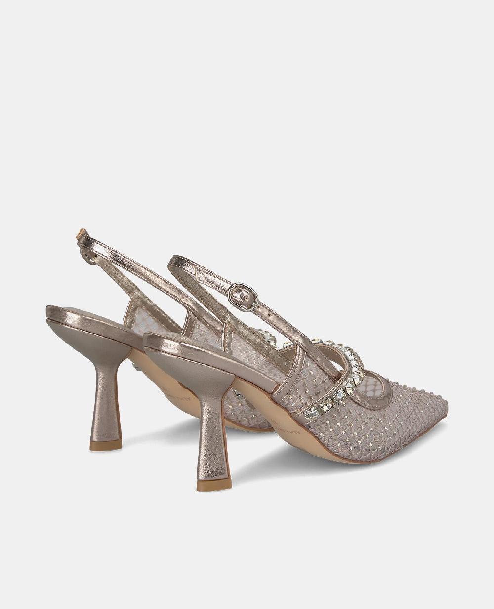 Alma En Pena ZAPATO TACÓN MALLA CON CRISTALES