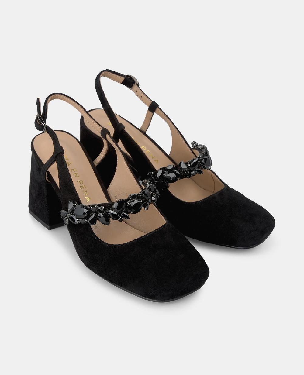 Alma En Pena ZAPATO TACÓN TIRA DETALLE PEDRERÍA