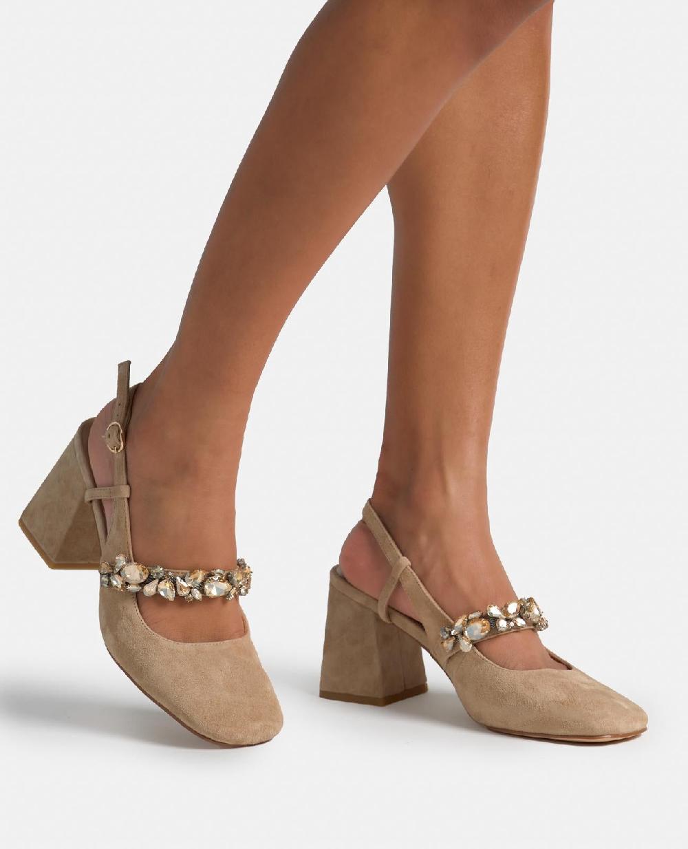 Alma En Pena ZAPATO TACÓN TIRA DETALLE PEDRERÍA