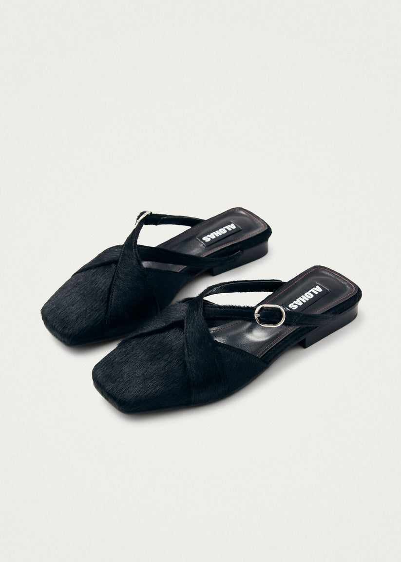 Alohas Adria Soft Mules De Cuero Negro