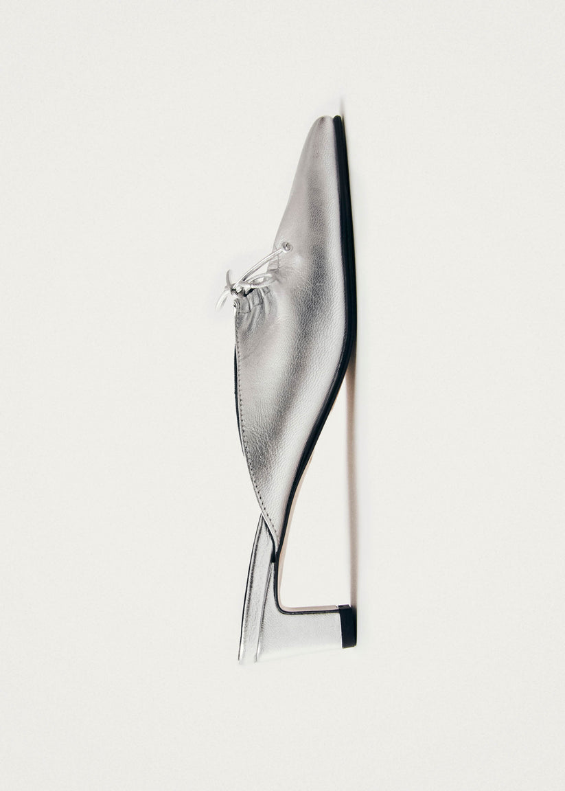 Alohas Amar Mules De Cuero Plateado