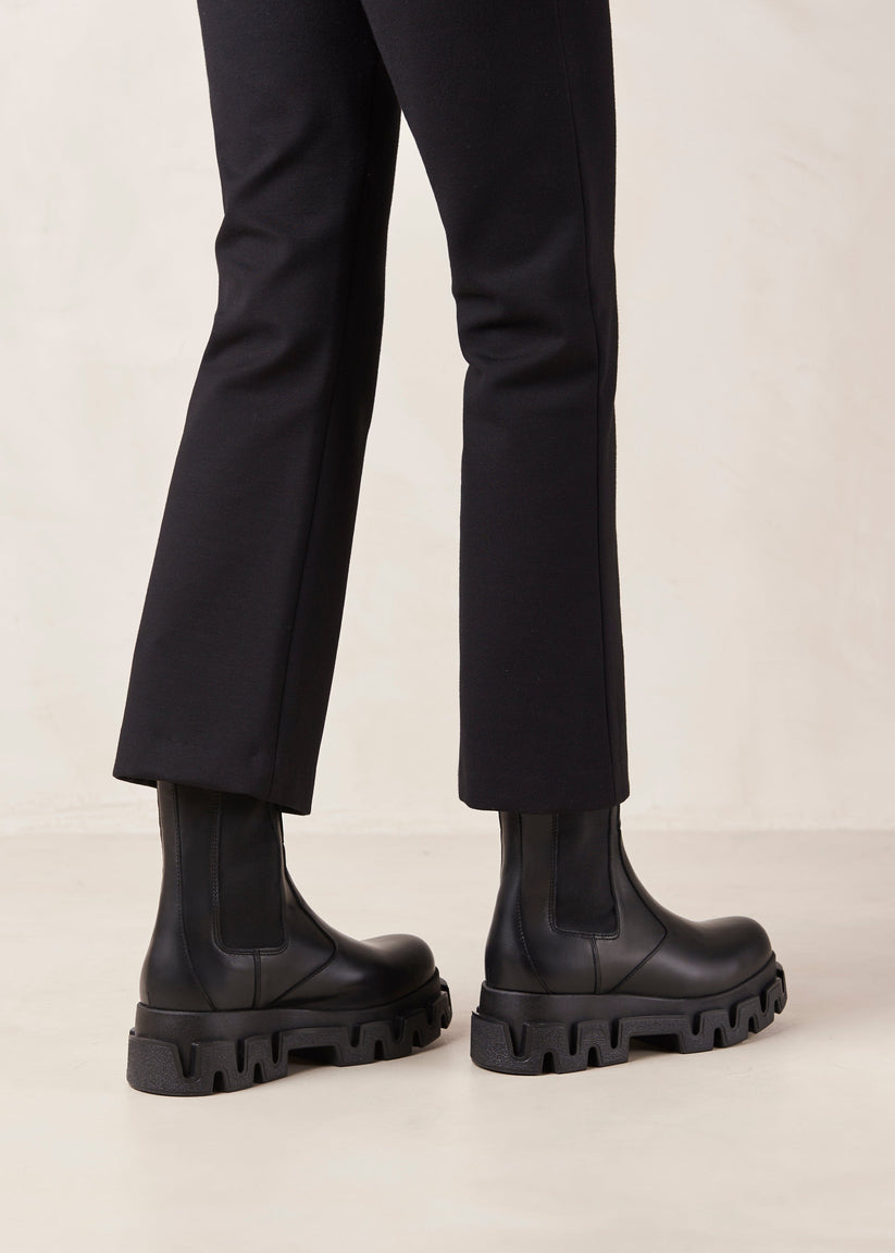 Alohas Anastasia Black Leather Ankle Boots