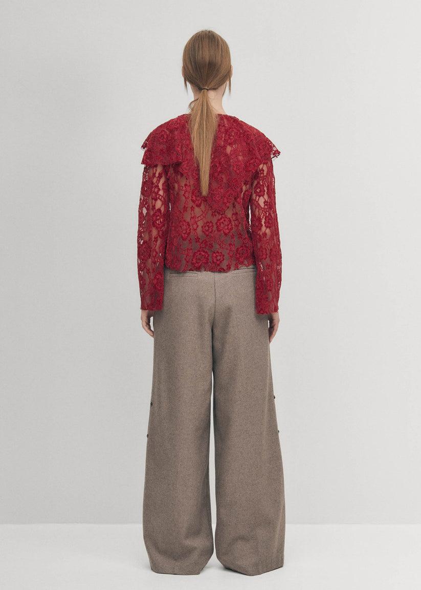 Alohas Blusa De Encaje Tolpa En Color Vino