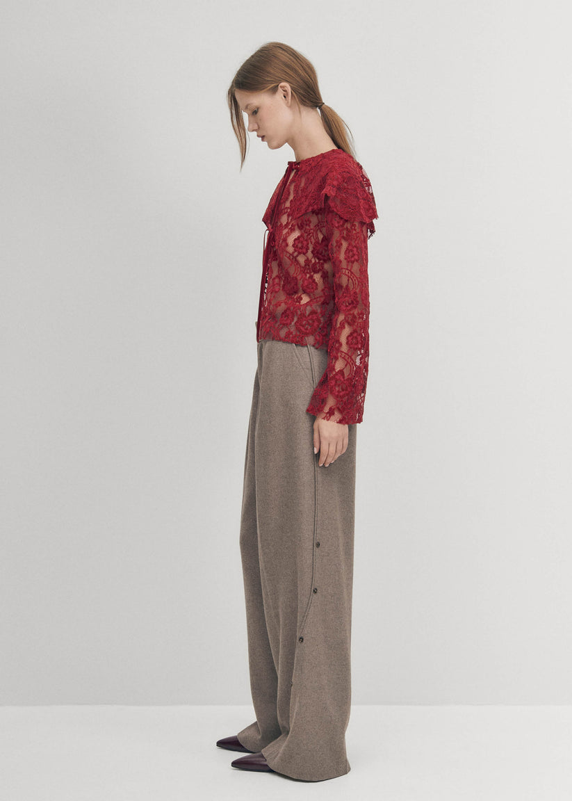 Alohas Blusa De Encaje Tolpa En Color Vino