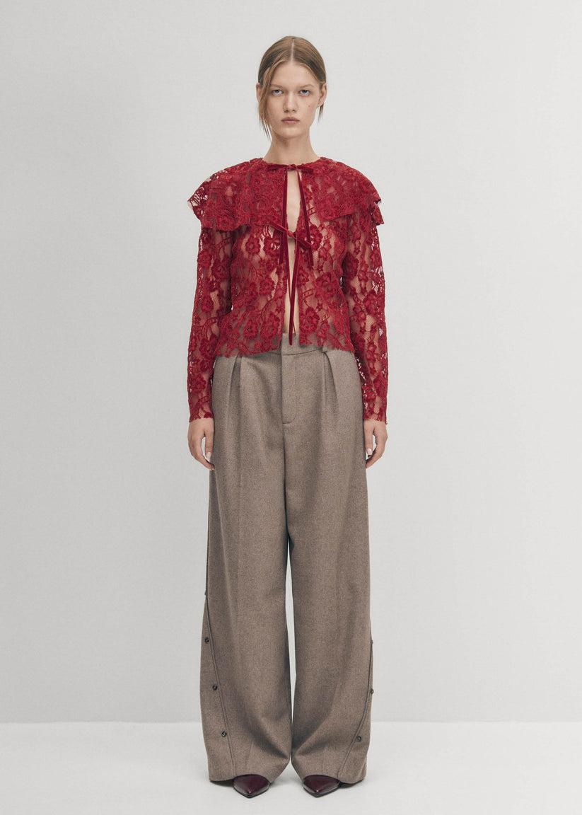 Alohas Blusa De Encaje Tolpa En Color Vino