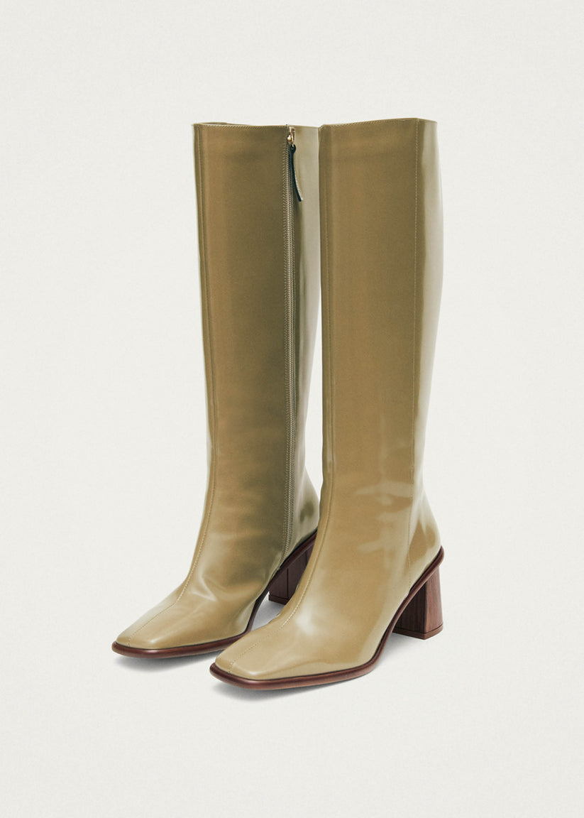 Alohas East Sleek Botas De Cuero Color Caqui