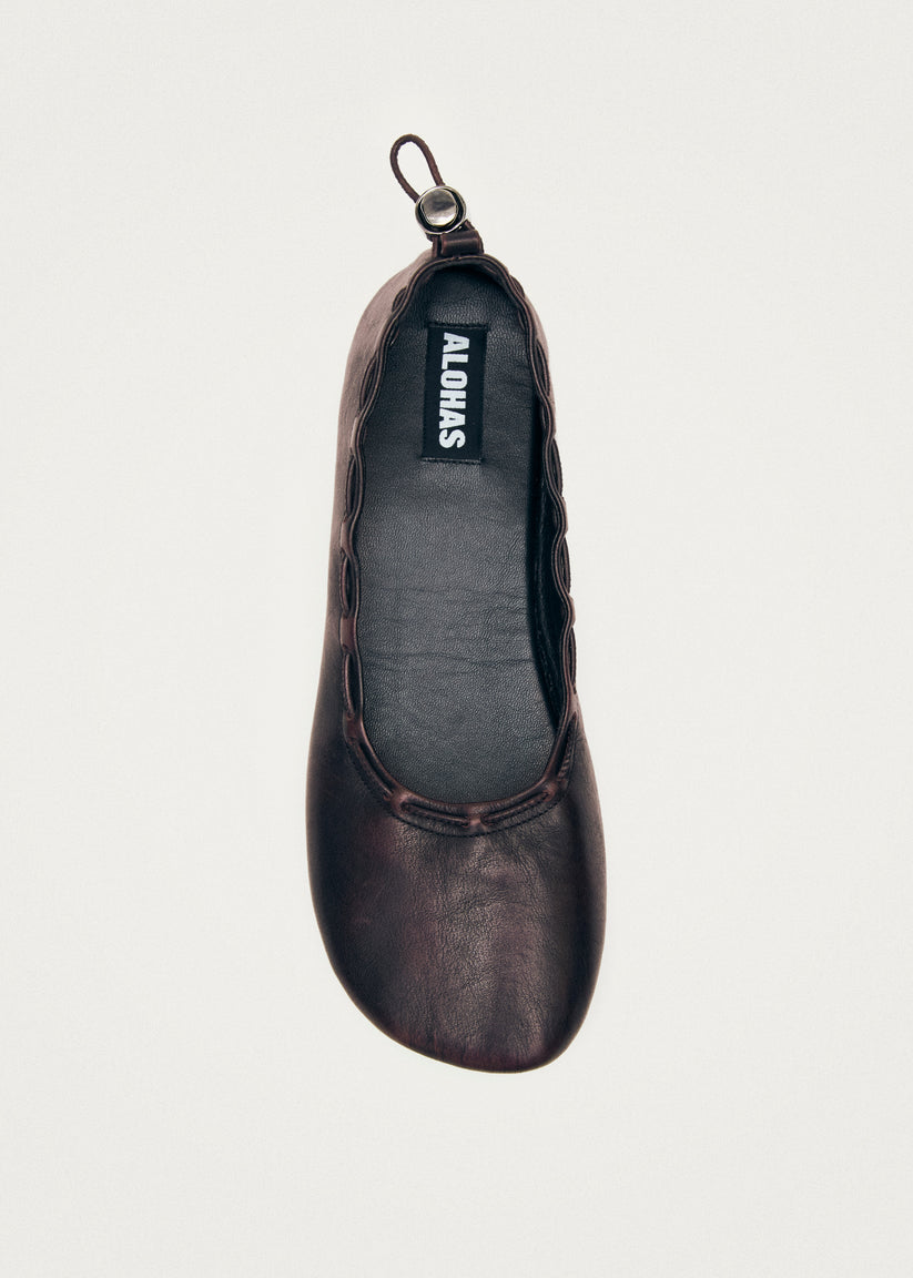 Alohas Gill Brushed Bailarinas De Cuero Burdeos