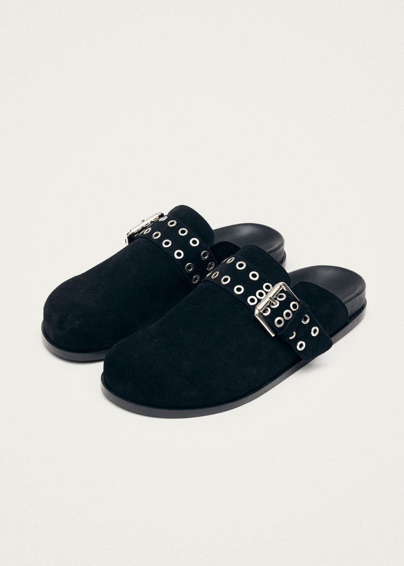 Alohas Halia Black Leather Mules
