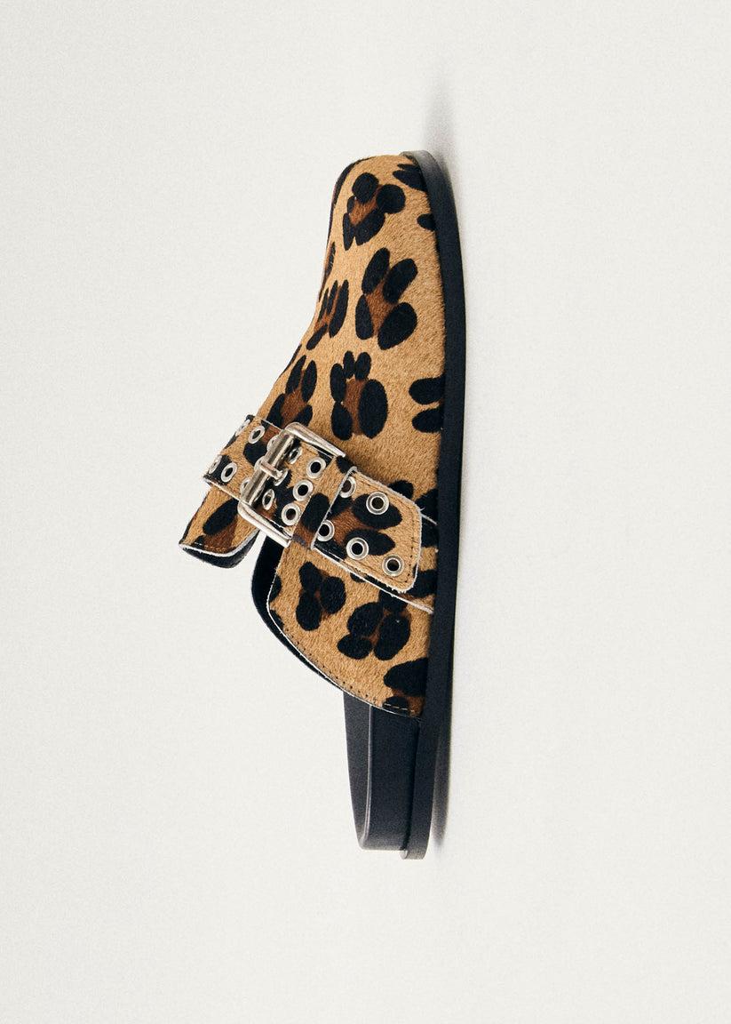 Alohas Halia Zuecos de Cuero Efecto Leopardo