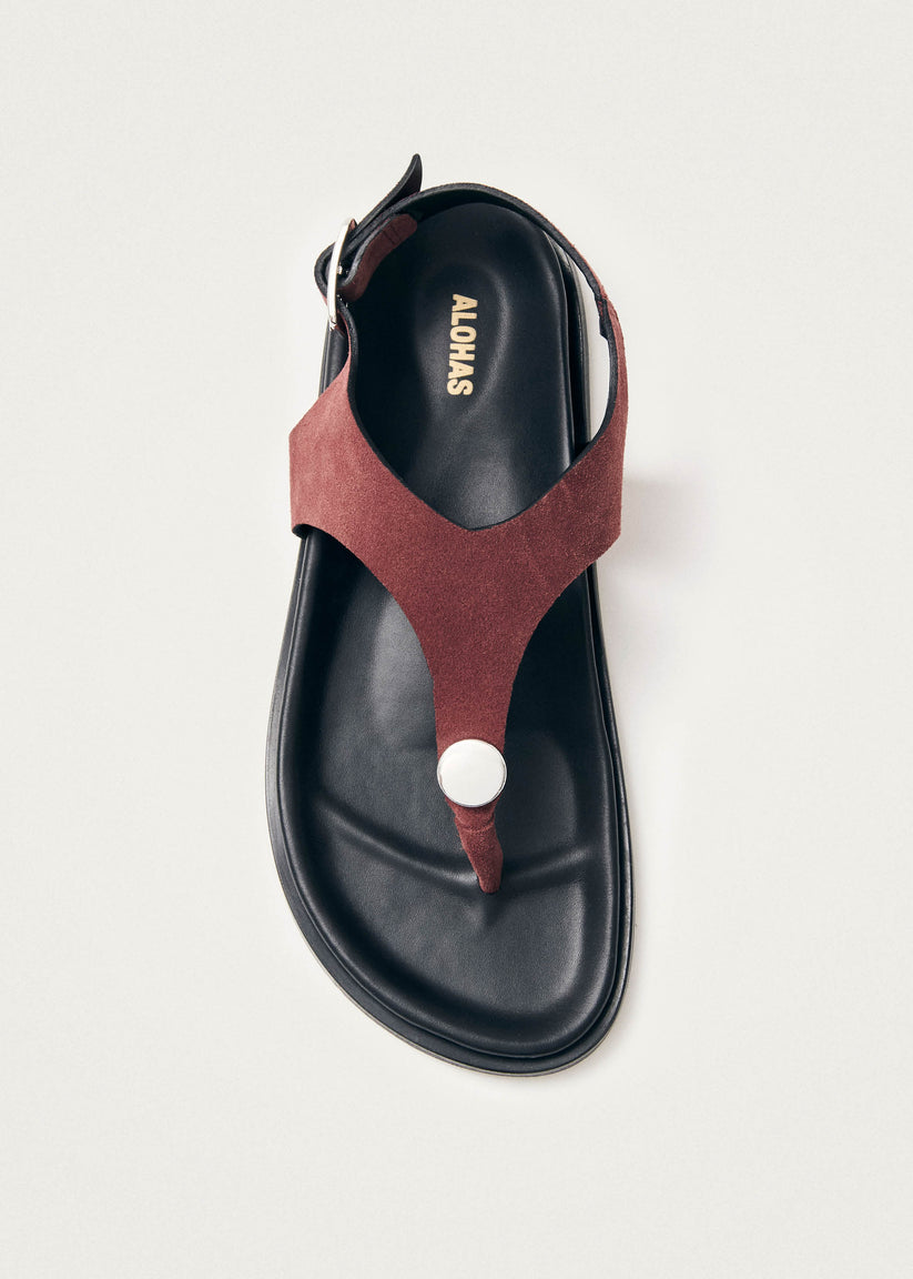 Alohas Harbor Sandalias De Ante Burdeos En Cuero