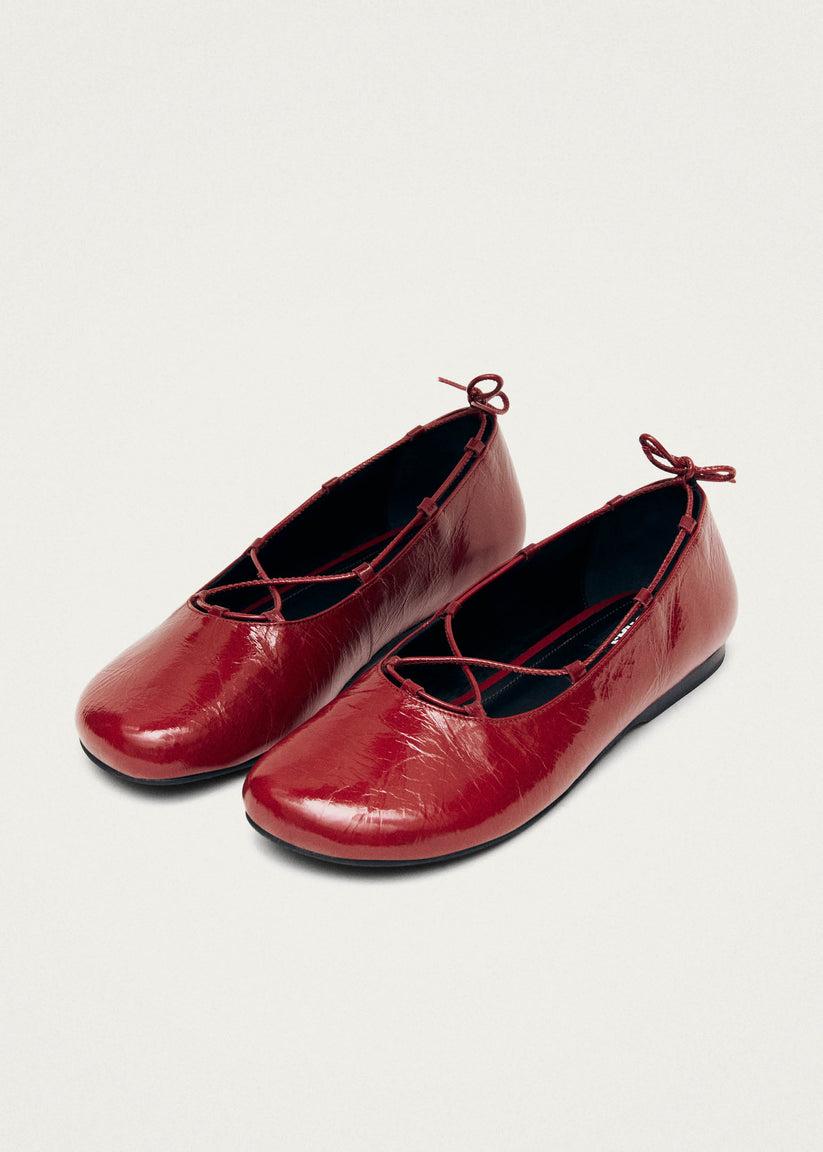 Alohas Hollis Onix Red Leather Ballet Flats