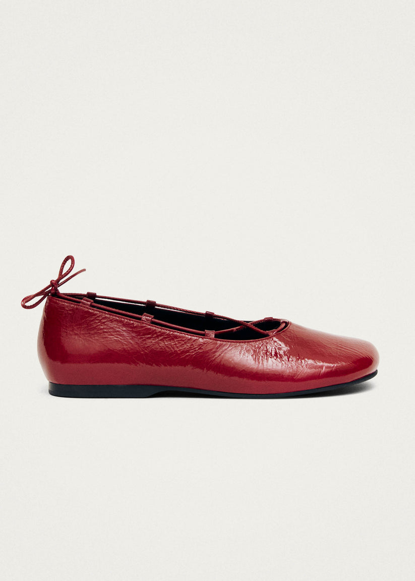 Alohas Hollis Onix Red Leather Ballet Flats