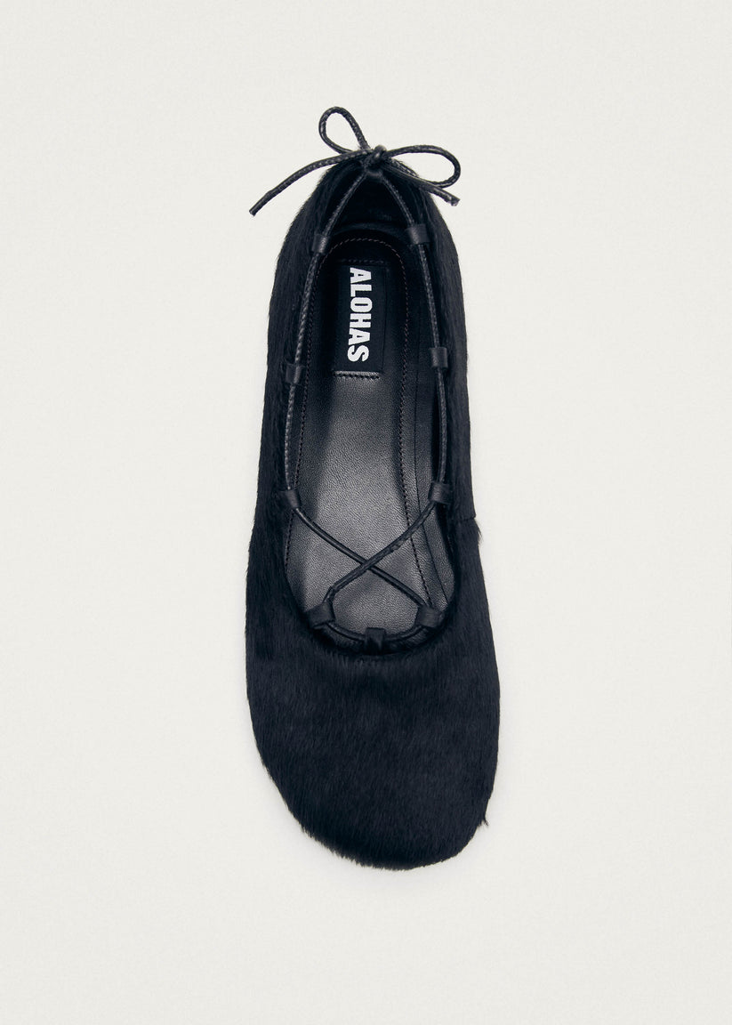 Alohas Hollis Soft Black Leather Ballet Flats