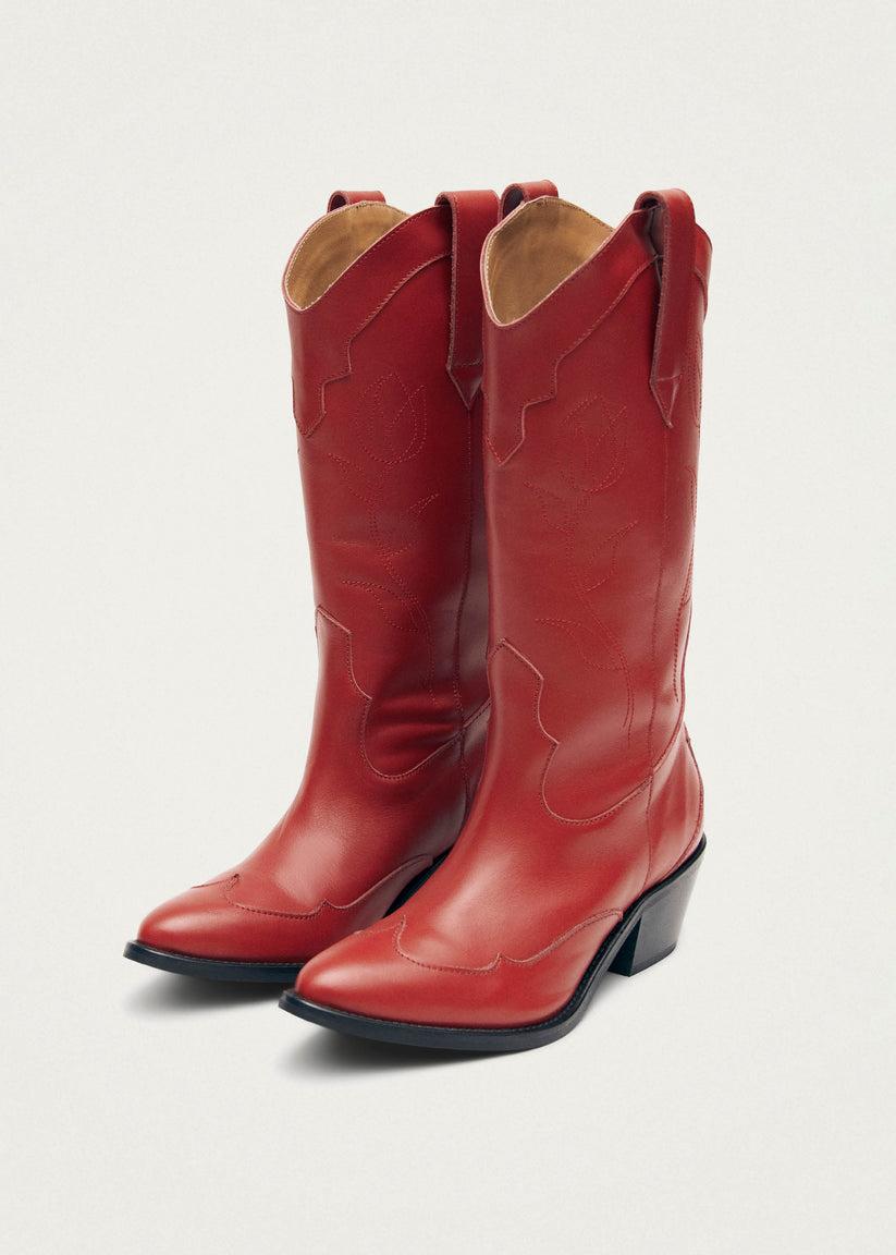 Alohas Liberty Botas Cowboy De Cuero Rojas