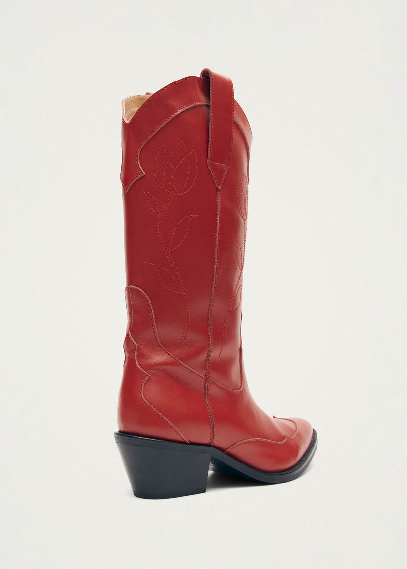 Alohas Liberty Botas Cowboy De Cuero Rojas