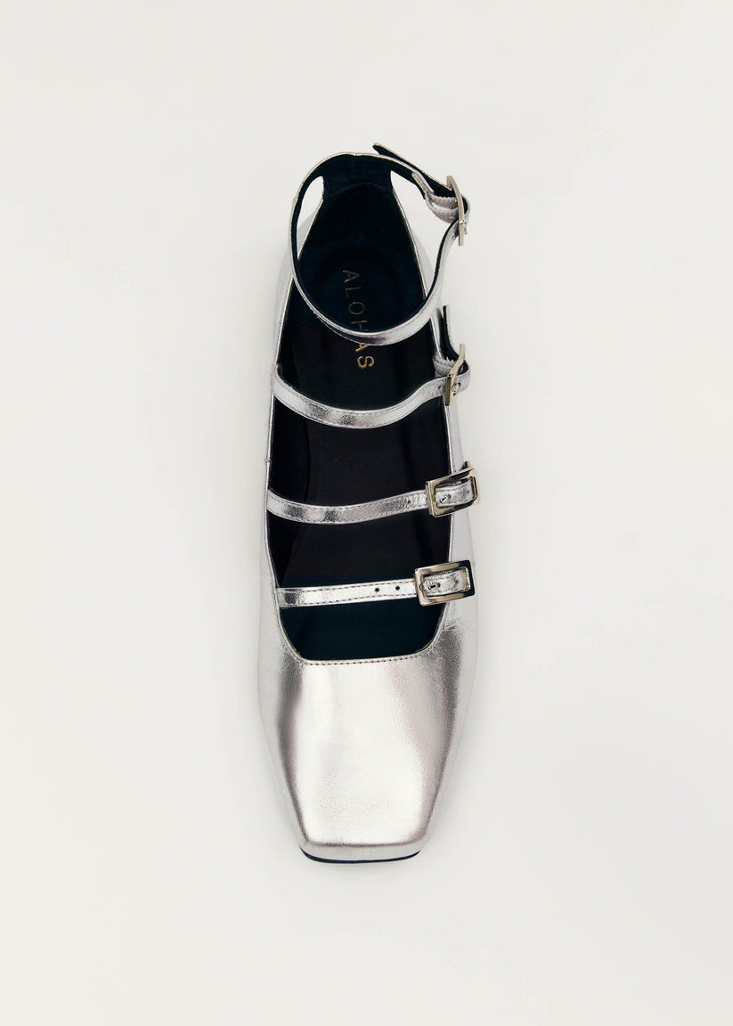 Alohas Luke Bailarinas Mary Jane De Cuero Plateado