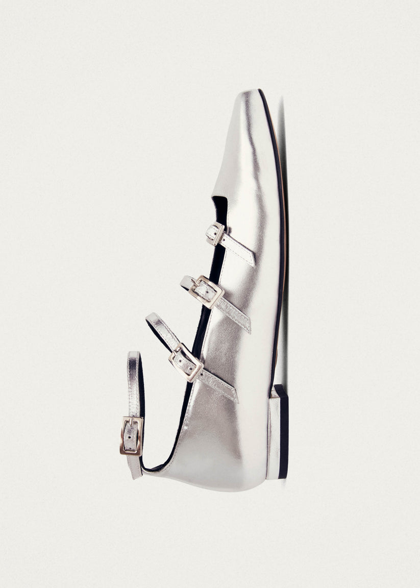 Alohas Luke Bailarinas Mary Jane De Cuero Plateado