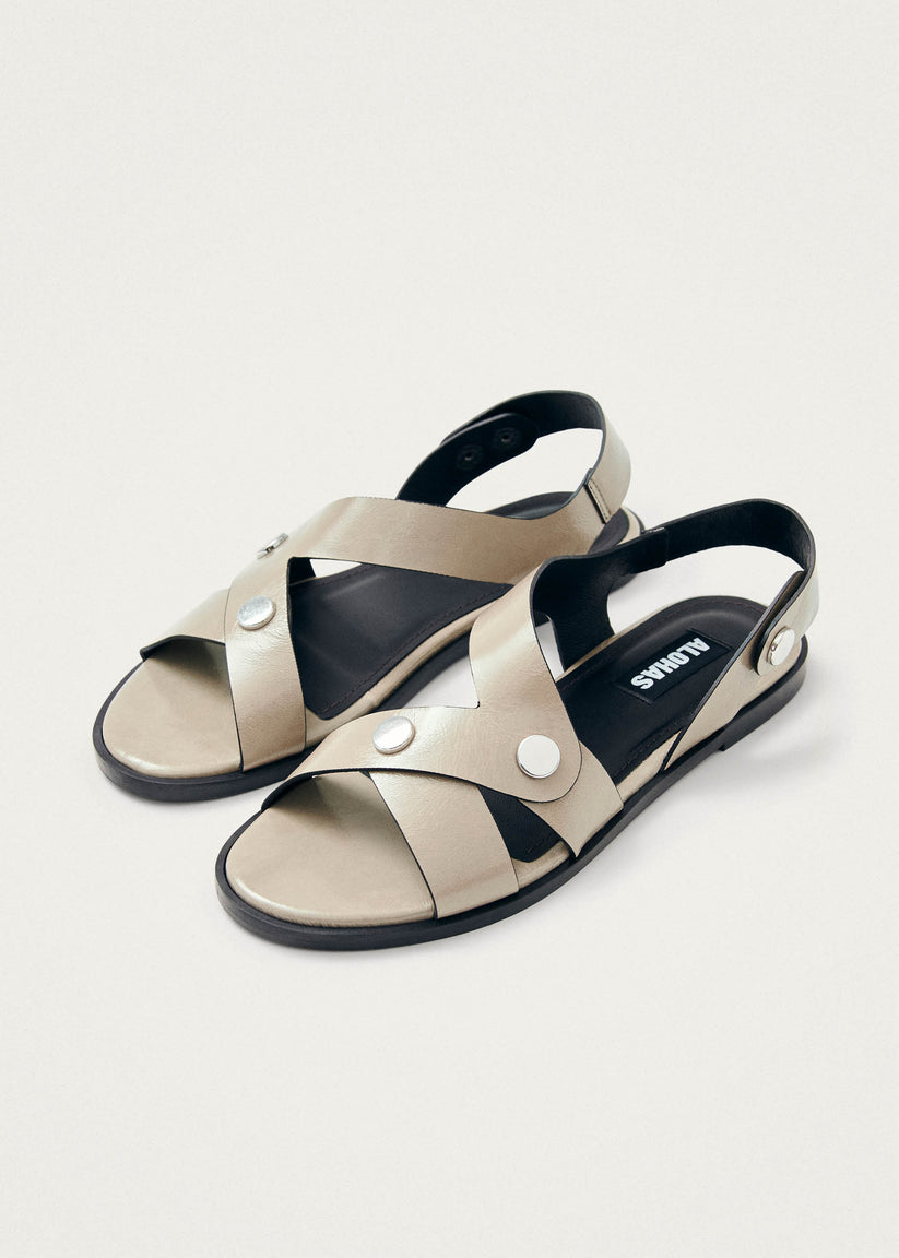 Alohas Mindy Onix Sandalias De Cuero Color Beige