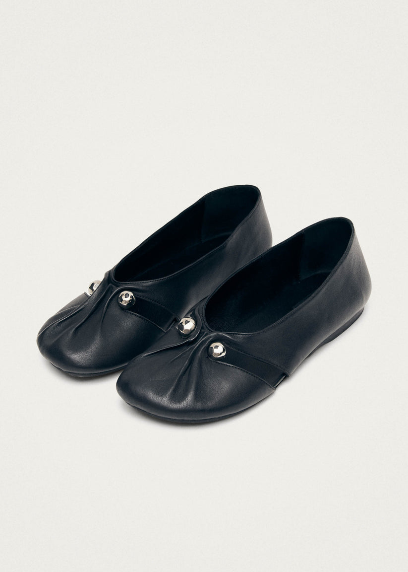 Alohas Ravena Black Leather Ballet Flats