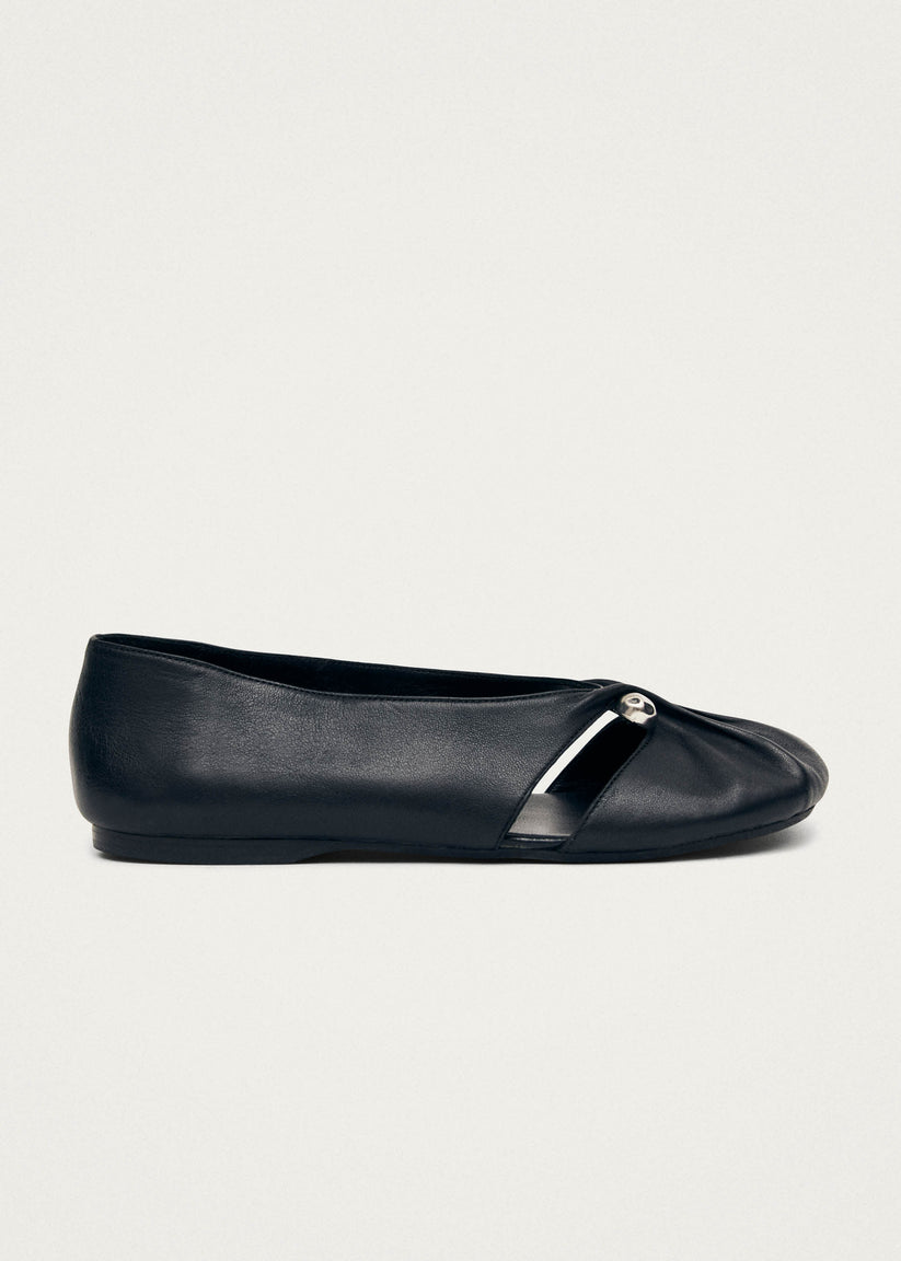 Alohas Ravena Black Leather Ballet Flats