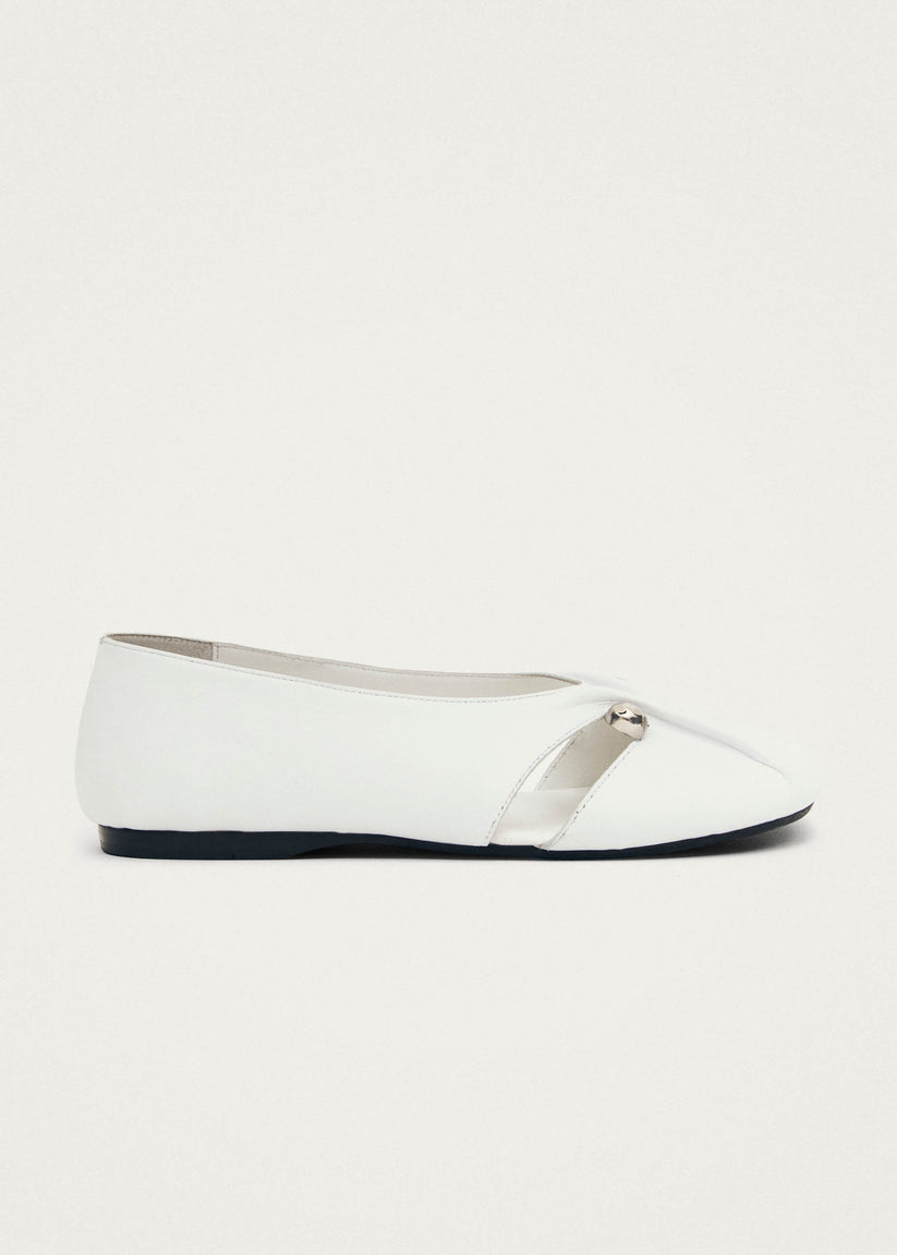 Alohas Ravena White Leather Ballet Flats