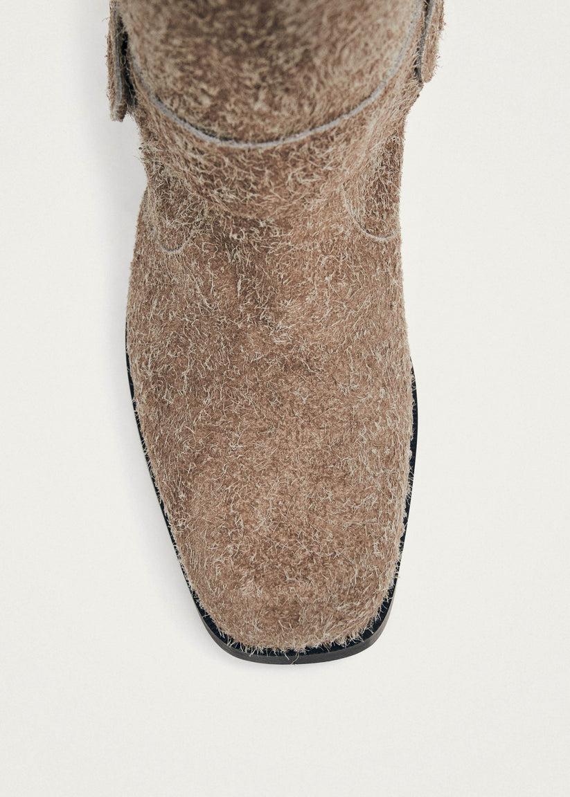 Alohas Rocky Suede Fuzzy Beige Leather Boots