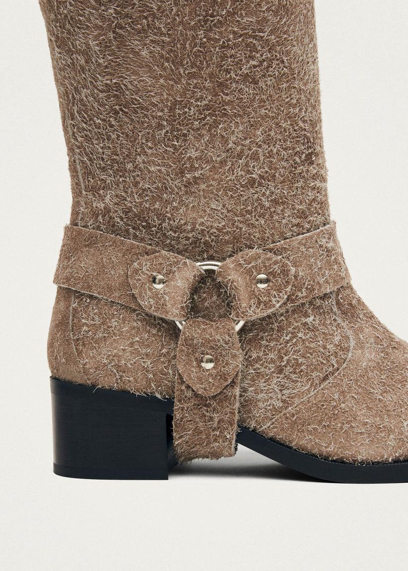 Alohas Rocky Suede Fuzzy Beige Leather Boots