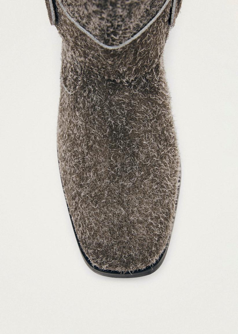 Alohas Rocky Suede Fuzzy Khaki Leather Boots
