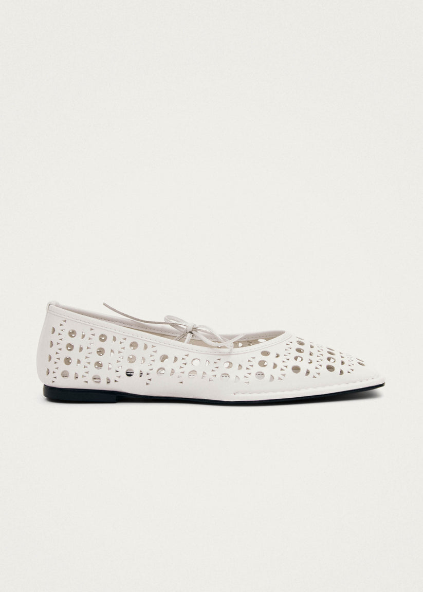 Alohas Sway Slit Bailarinas de Cuero Blanco