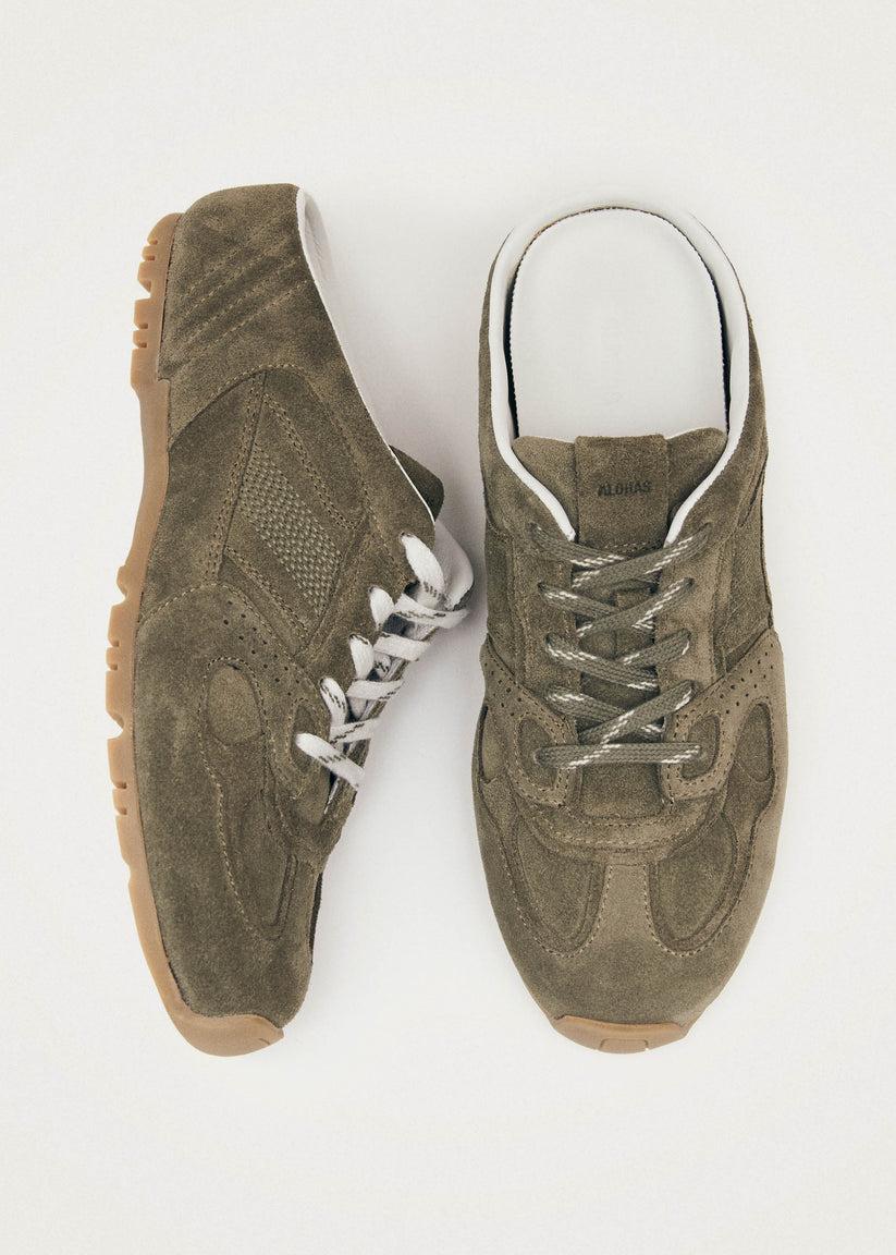 Alohas Tb.56 Mule Zapatillas De Cuero Color Caqui