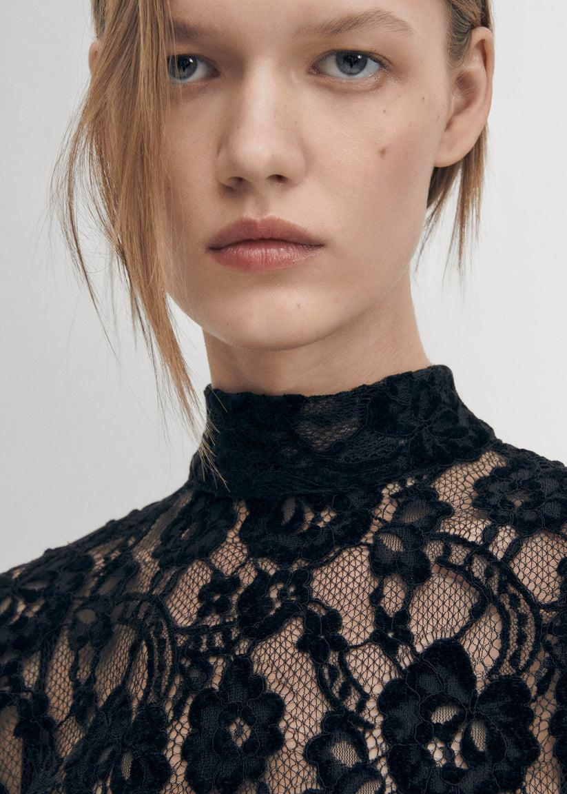 Alohas Tiban Lace Vestido Negro