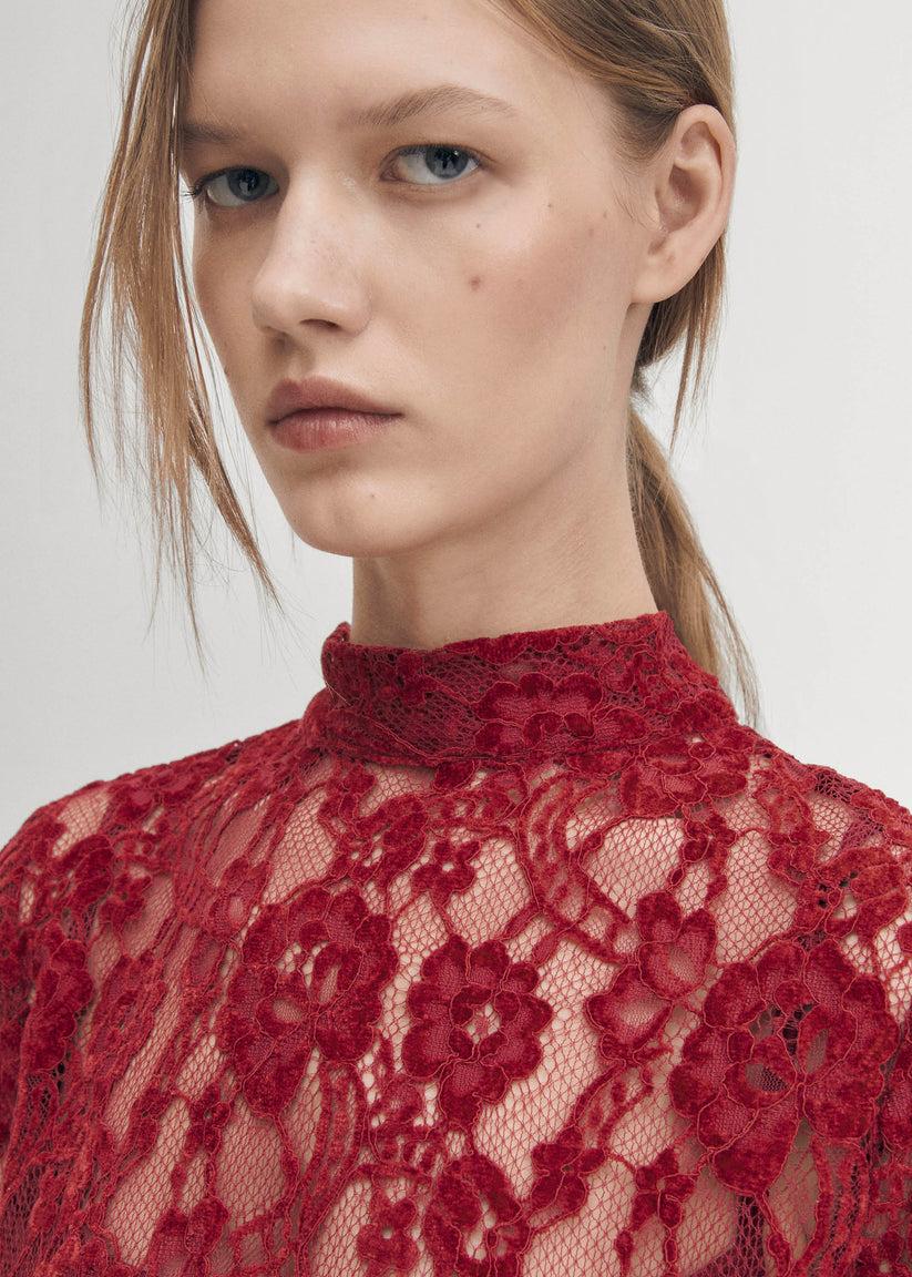 Alohas Vestido De Encaje Tiban En Color Vino