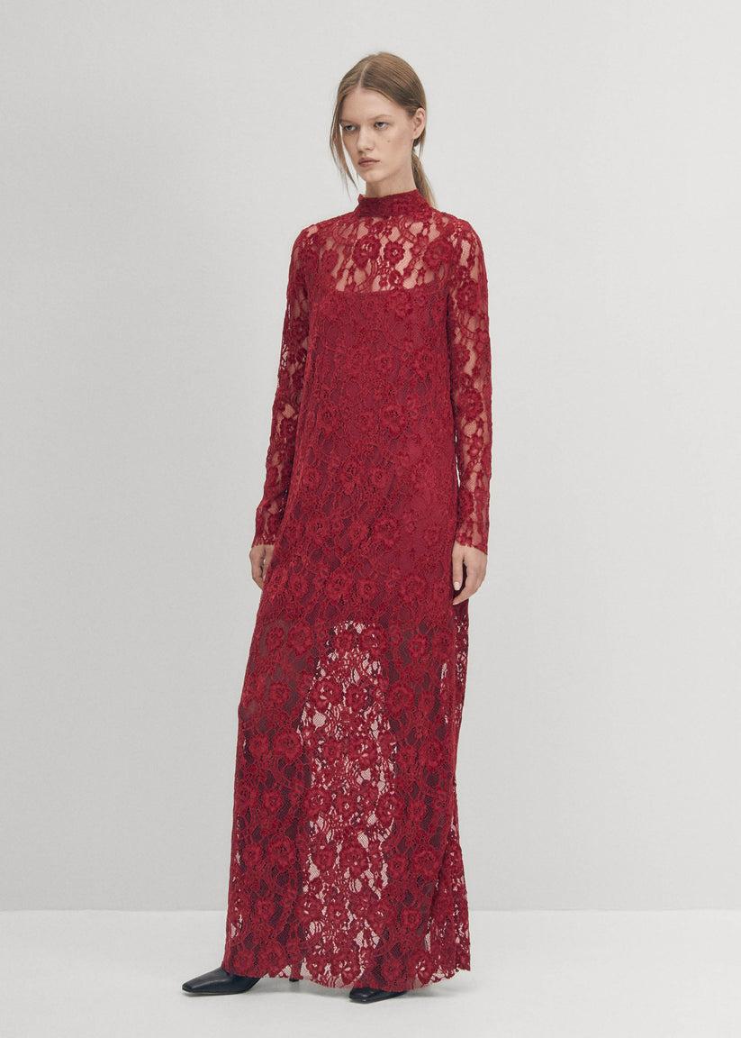 Alohas Vestido de Encaje Tiban en Color Vino